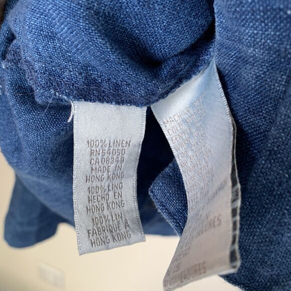 VTG Jones New York Sport Shirt Shacket 100% Linen L Blue Coastal Boho Cottage - Picture 4 of 8